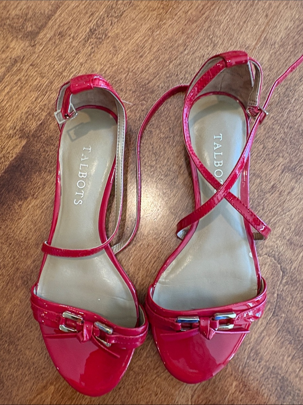 Talbots Red Patent Cross-Strap Open-Toe Sandals